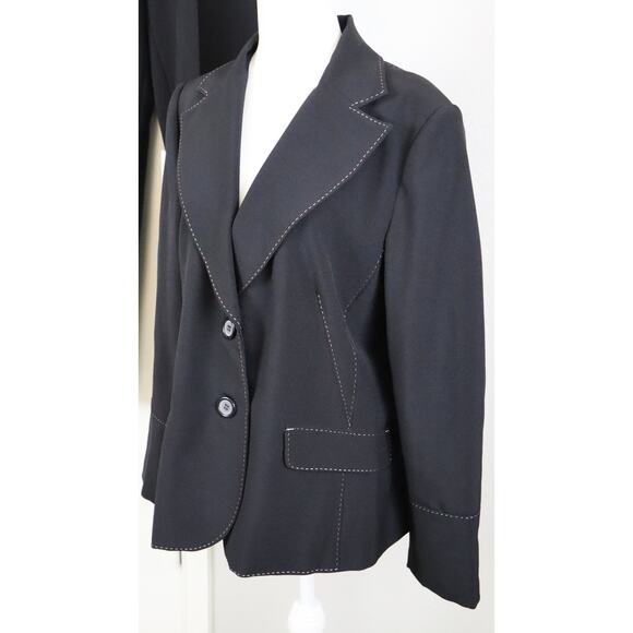Nygard Collection Black Pant Suit Set Women 14 Wide Leg Stitching Corporate Work - Picture 4 of 8